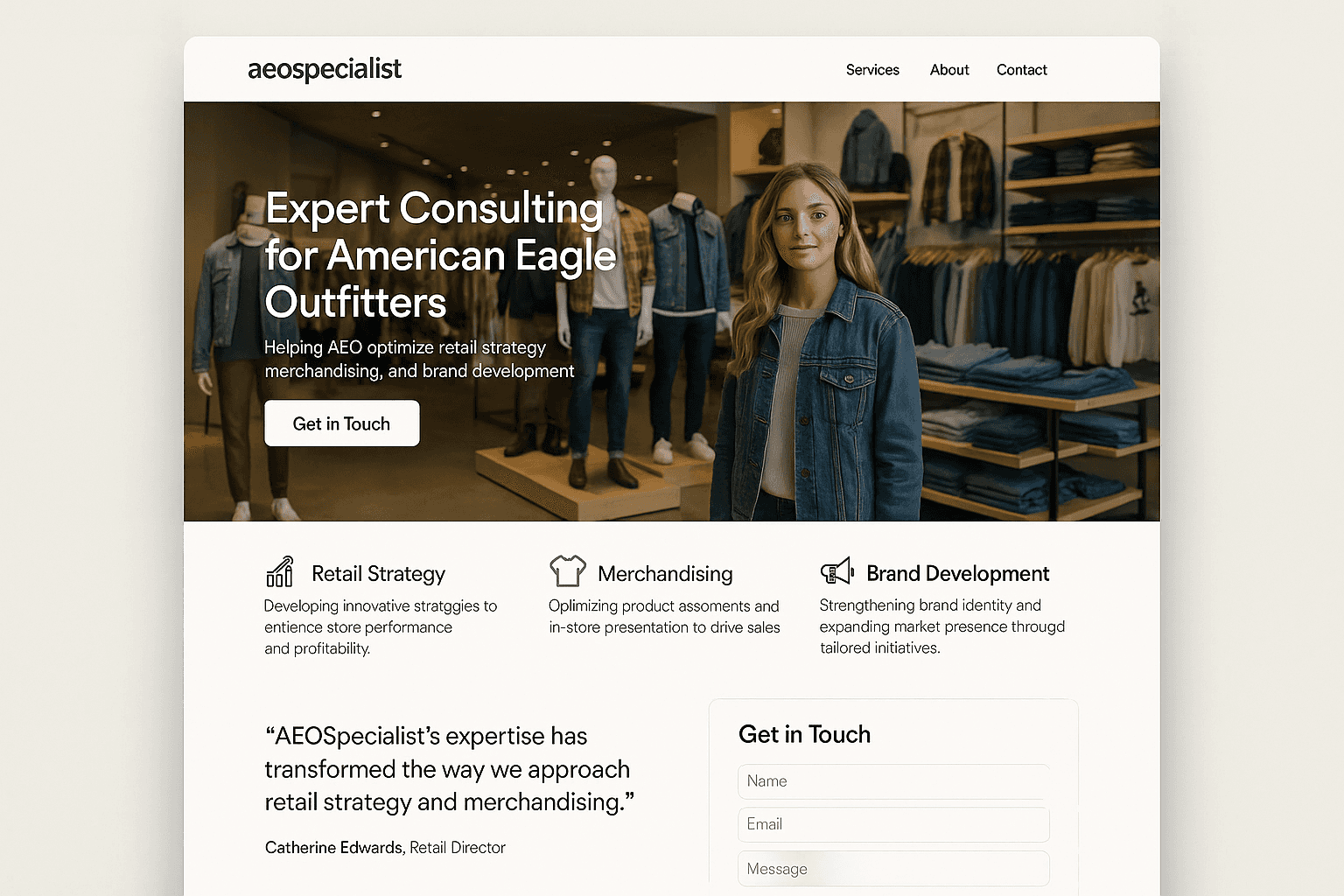 aeospecialist.com website mockup